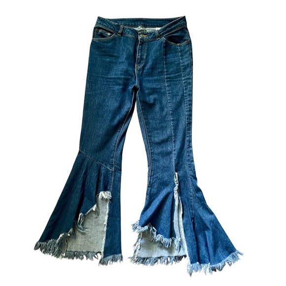 Unbranded Denim - Fit & Flare Ruffled Raw Hem Size 13 Blue Denim Jeans